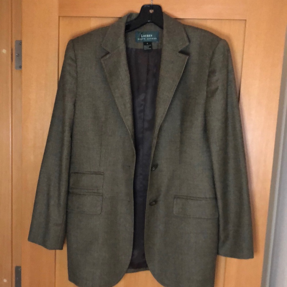 Ralph Lauren brown houndstooth oversized blazer size 8